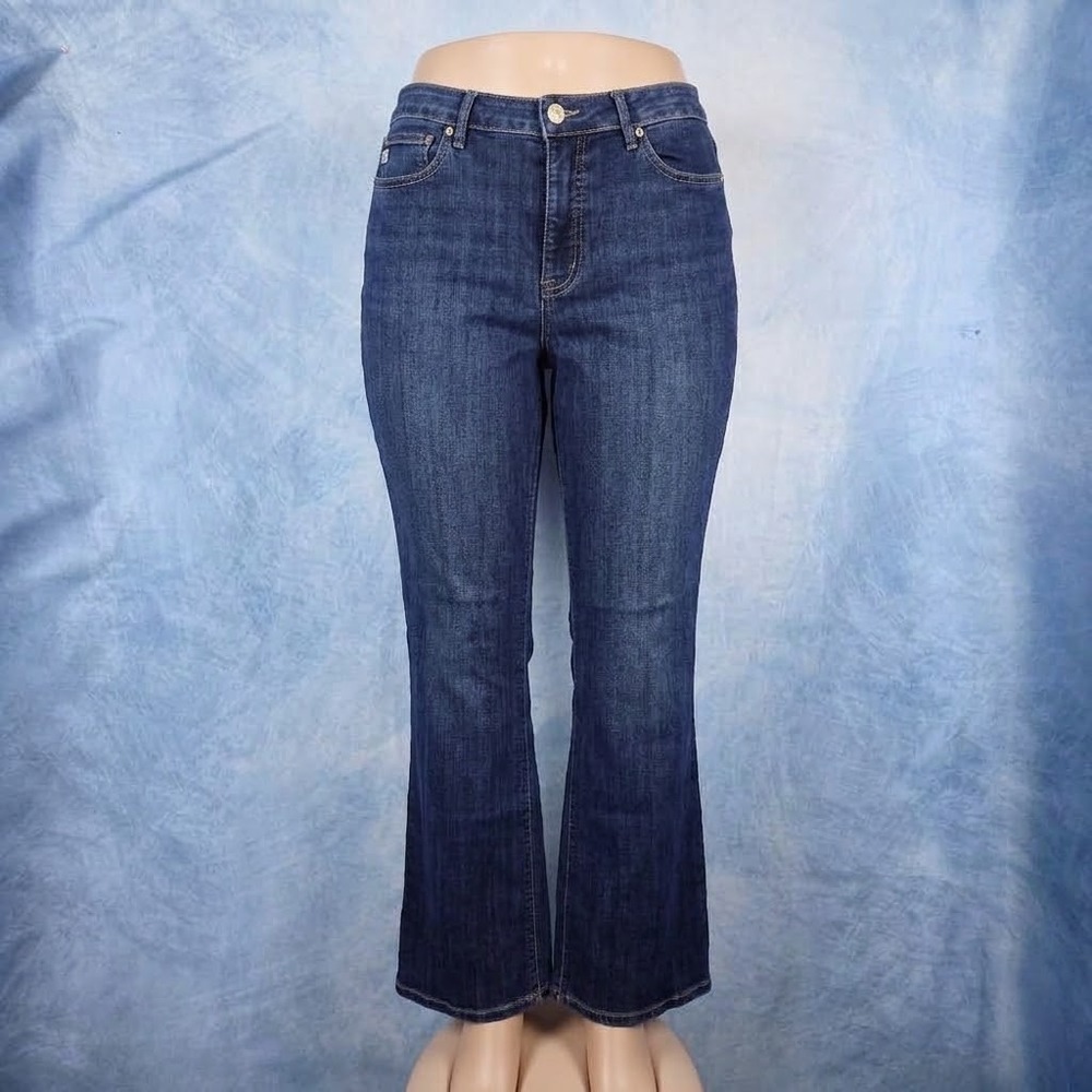 Seven7 Womens High Rise Slim Boot Dark Wash Denim Jeans Size 14